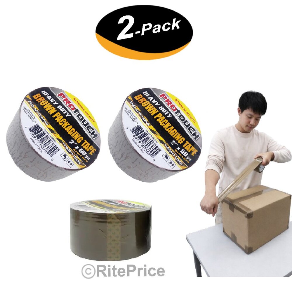 Heavy Duty Carton Sealing Brown Packing Tape Box Shipping 2" x 50 Yards (2 Pack)